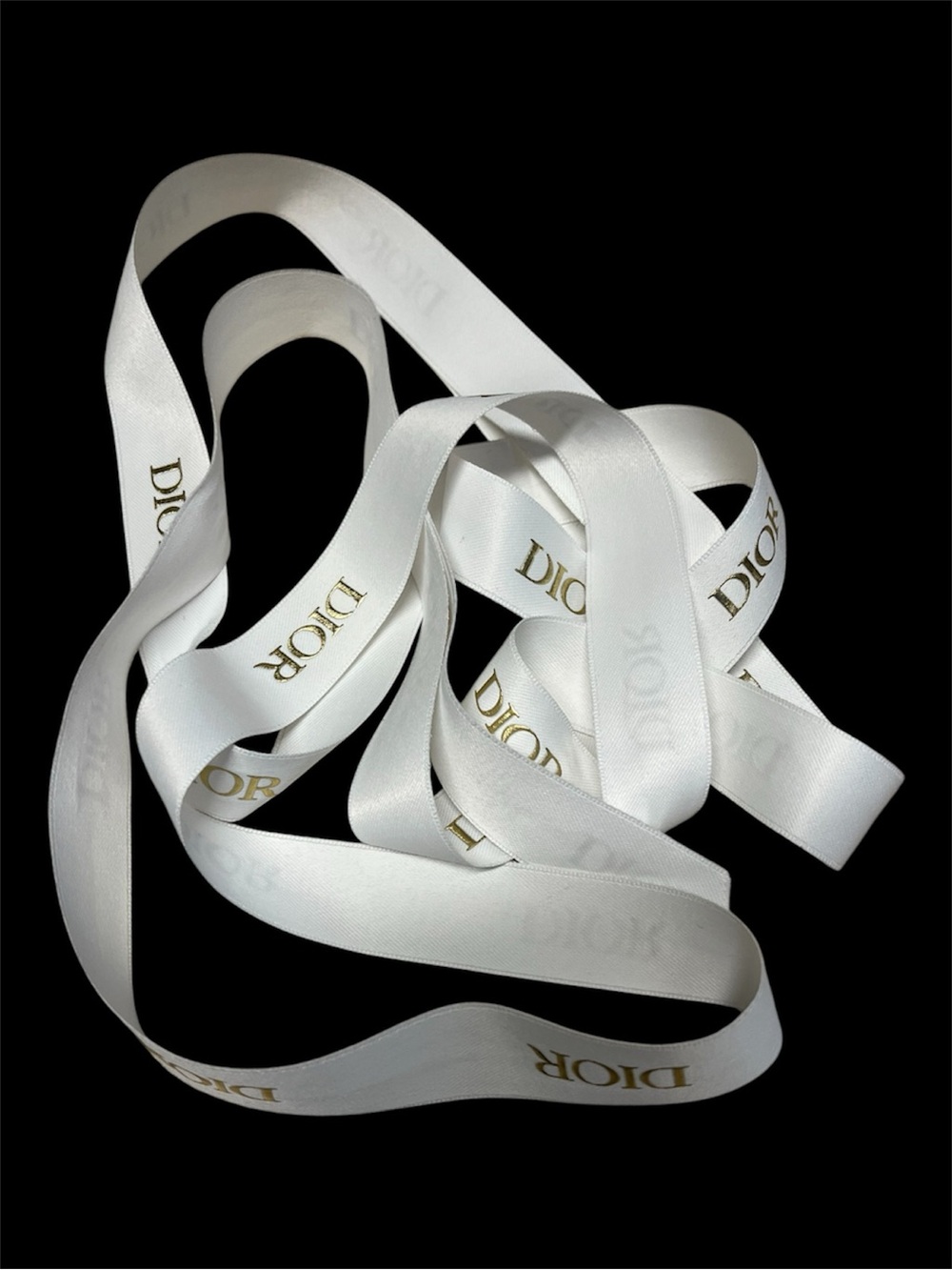 Dior White Ribbon with Gold Logo Print